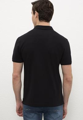 Erkek Siyah Polo Yaka T-Shirt Basic - 50220190048