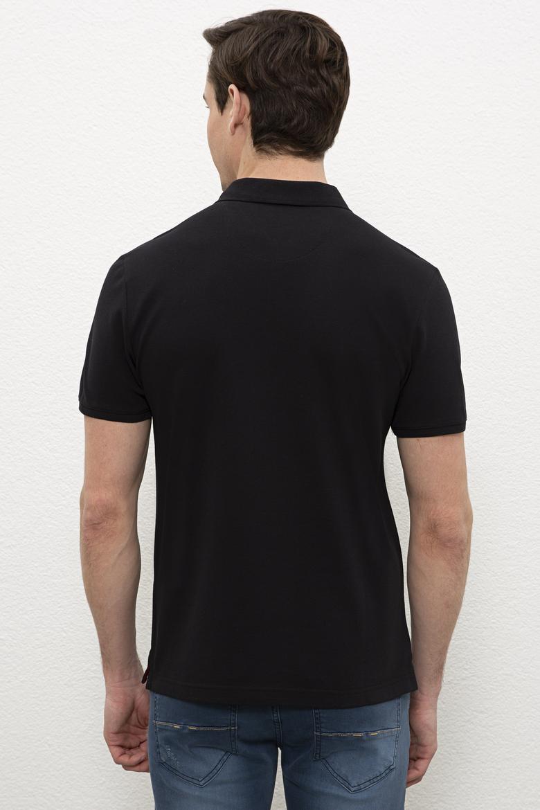 Erkek Siyah Polo Yaka T-Shirt Basic - 50220190048