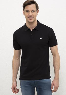 Erkek Siyah Polo Yaka T-Shirt Basic - 50220190048