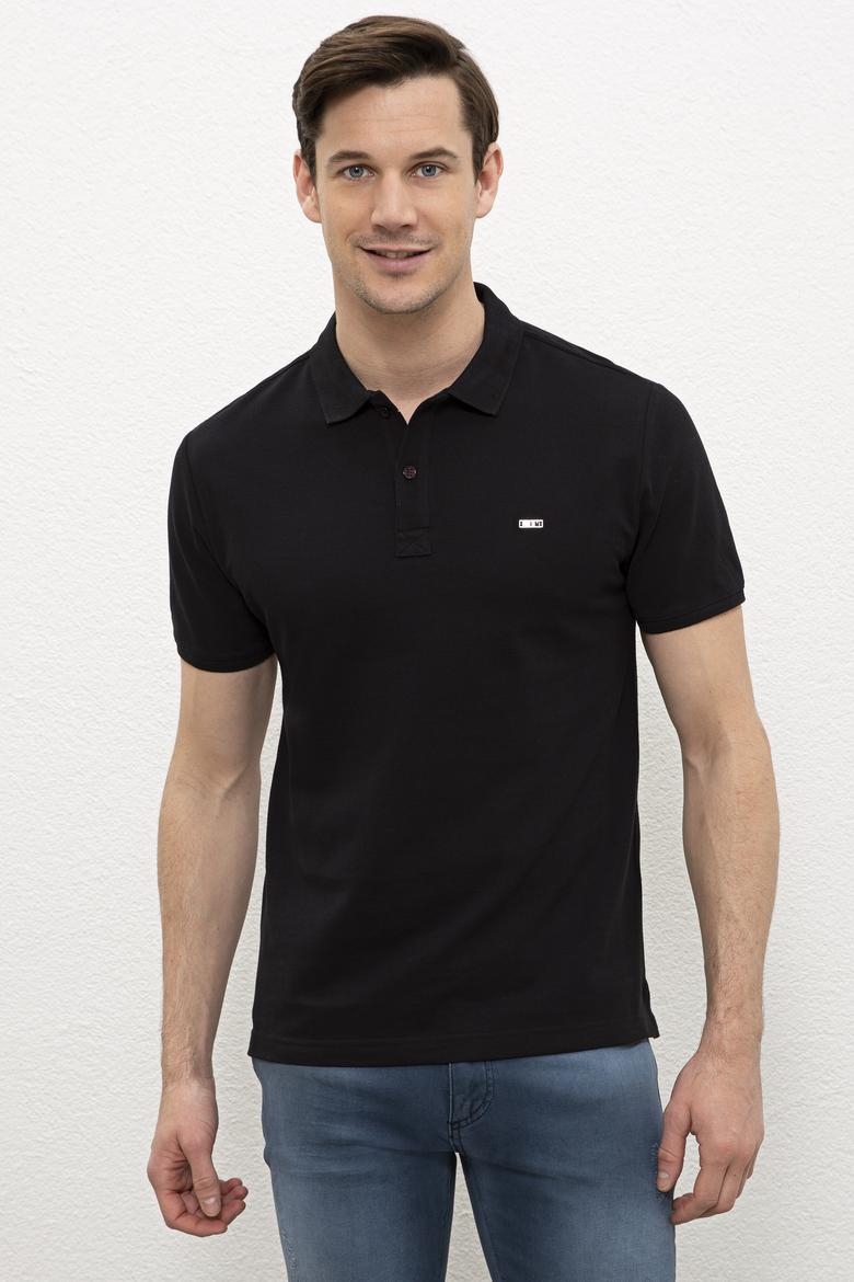 Erkek Siyah Polo Yaka T-Shirt Basic