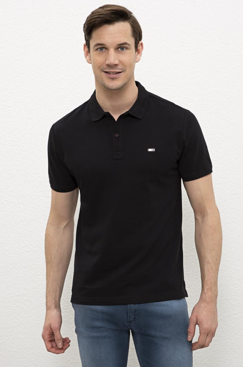 Erkek Siyah Polo Yaka T-Shirt Basic