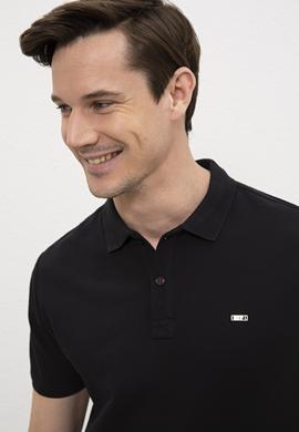 Erkek Siyah Polo Yaka T-Shirt Basic - 50220190048