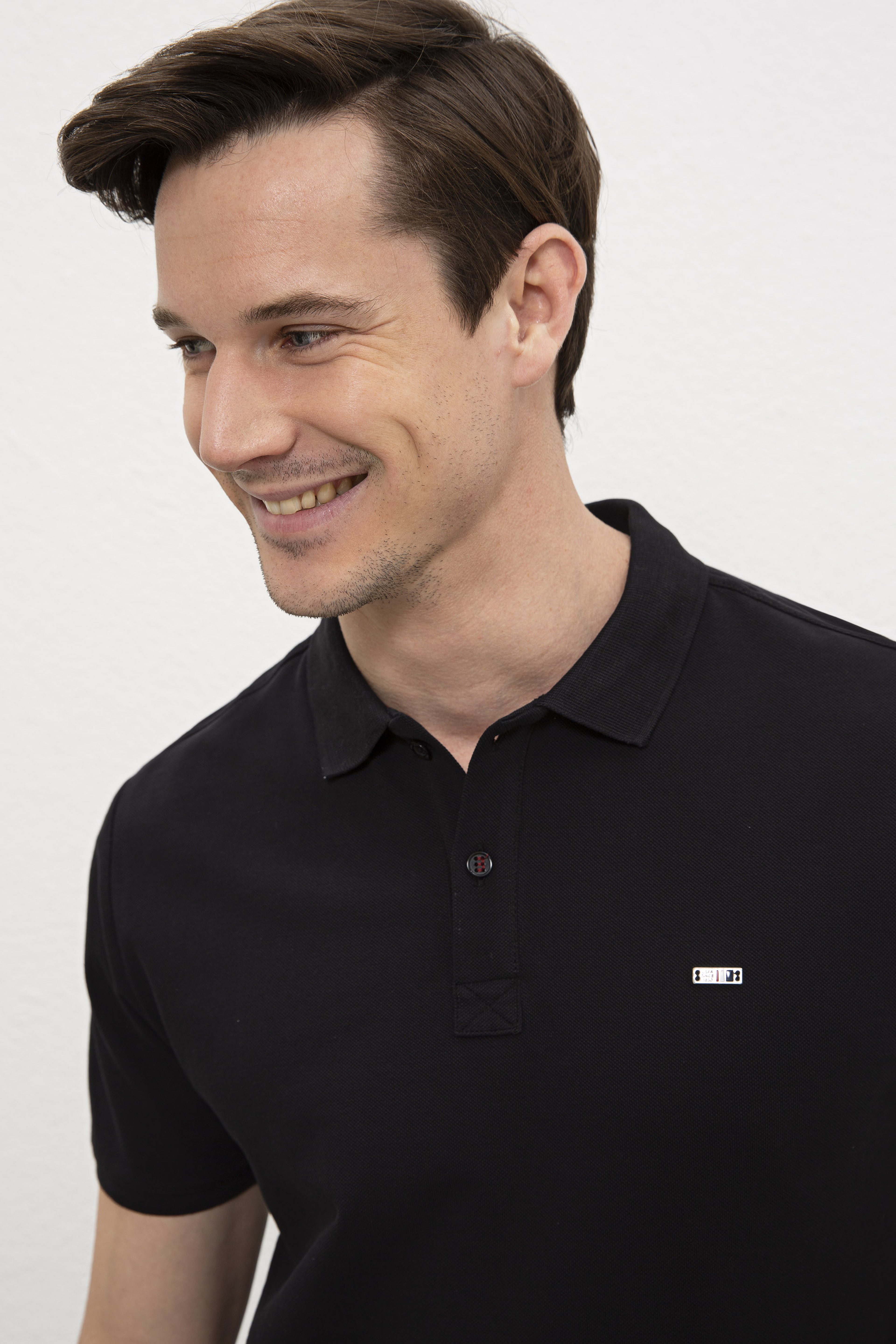 Erkek Siyah Polo Yaka T-Shirt Basic