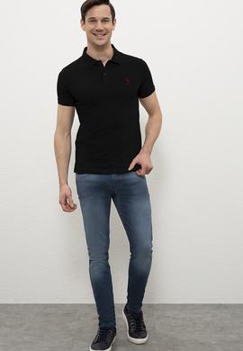 Erkek Siyah Polo Yaka T-Shirt Basic - 50218140042