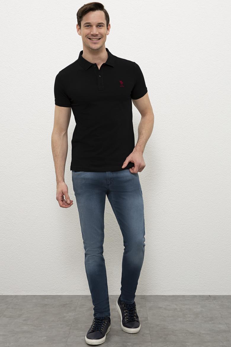 Erkek Siyah Polo Yaka T-Shirt Basic - 50218140042