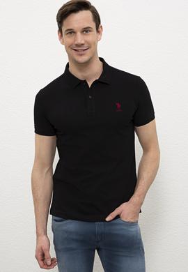 Erkek Siyah Polo Yaka T-Shirt Basic - 50218140042
