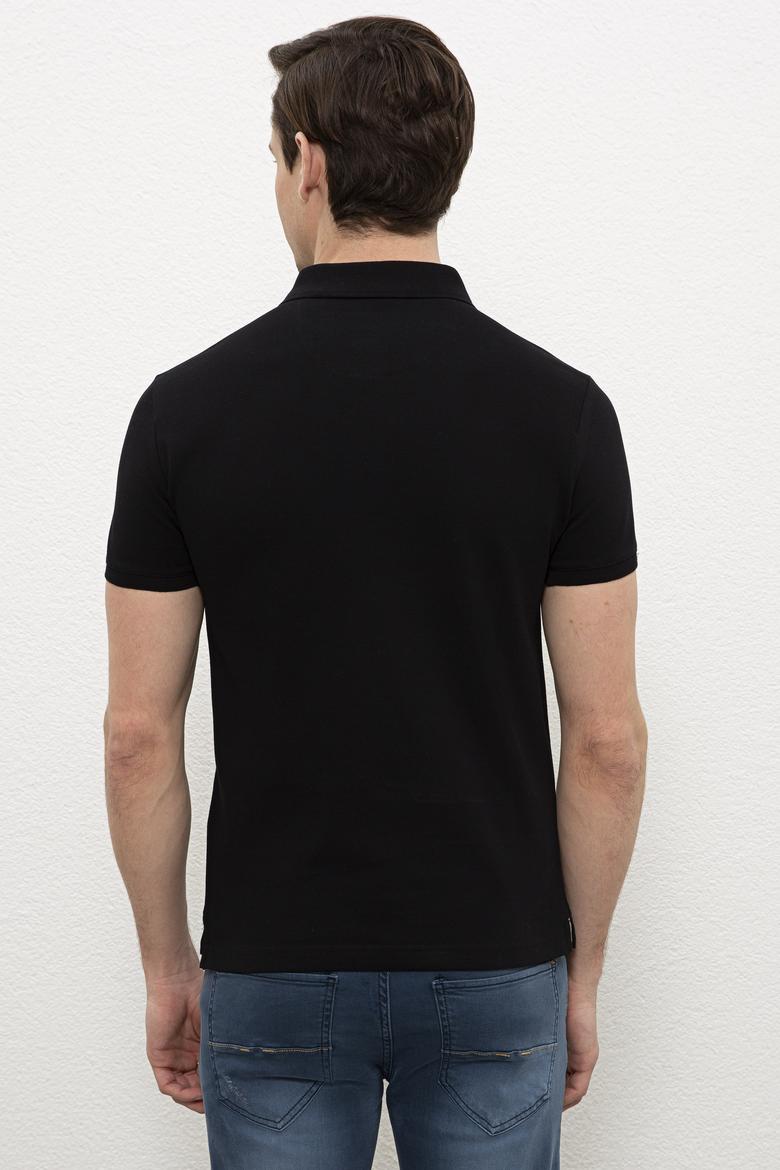 Erkek Siyah Polo Yaka T-Shirt Basic - 50218140042
