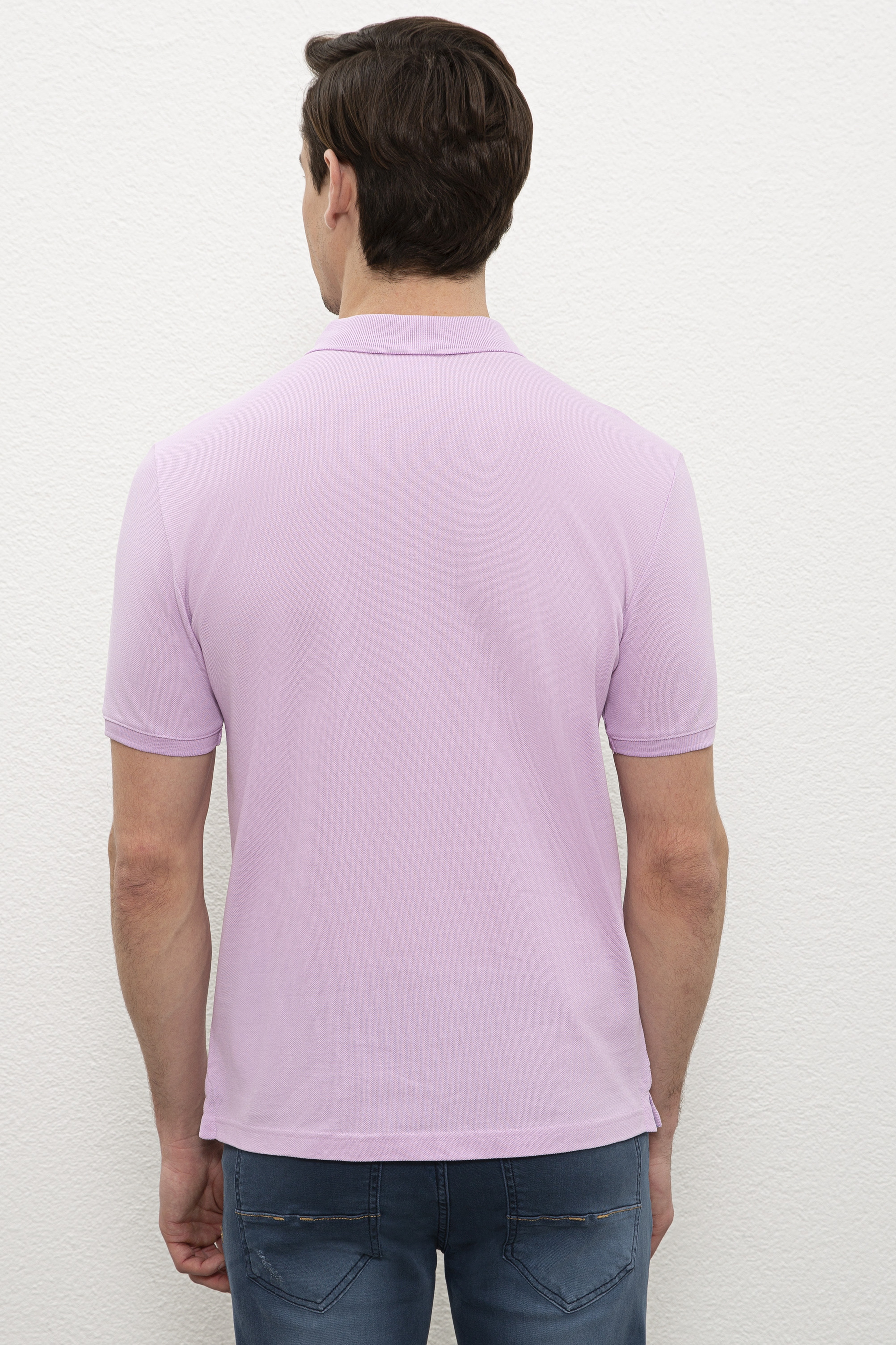 Erkek Lila Polo Yaka T-Shirt Basic - Image 3