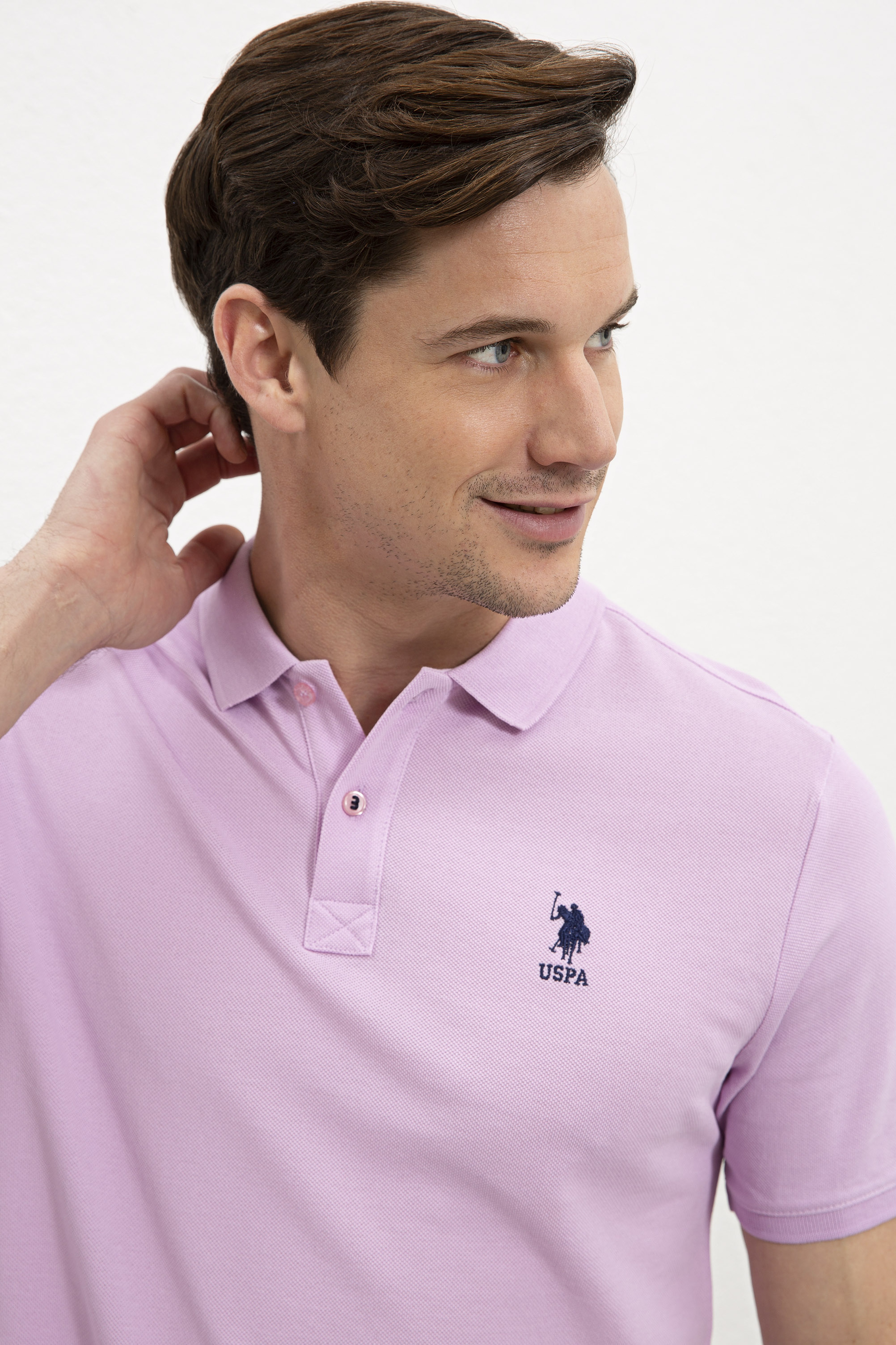 Erkek Lila Polo Yaka T-Shirt Basic - Image 2