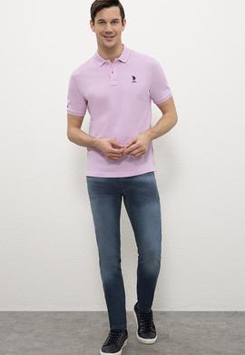 Erkek Lila Polo Yaka T-Shirt Basic - 50199833291