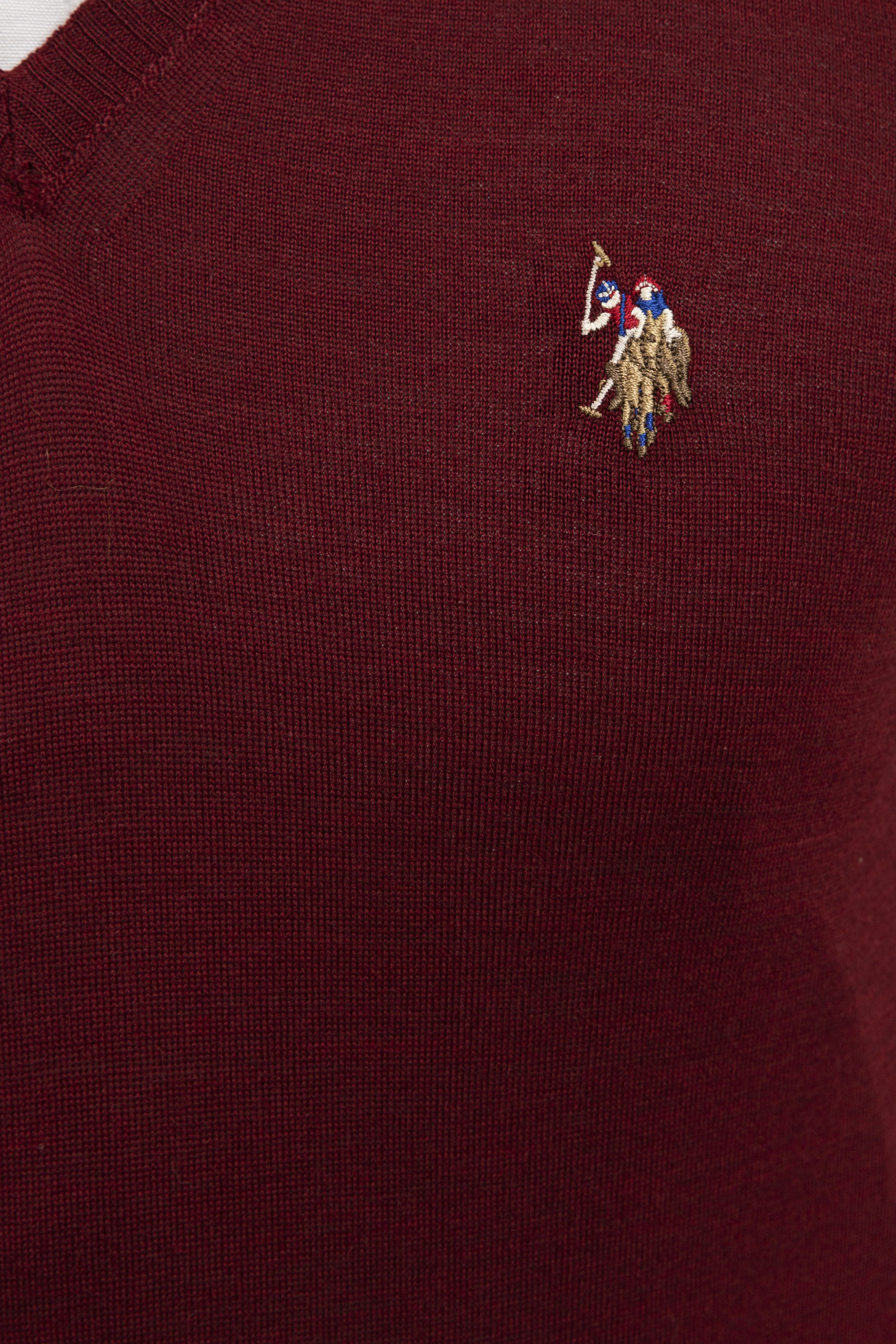 Erkek Bordo V-Yaka Triko Kazak Basic - Image 5