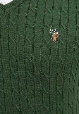 Erkek Yeşil V-Yaka Triko Kazak Basic - 50206753088