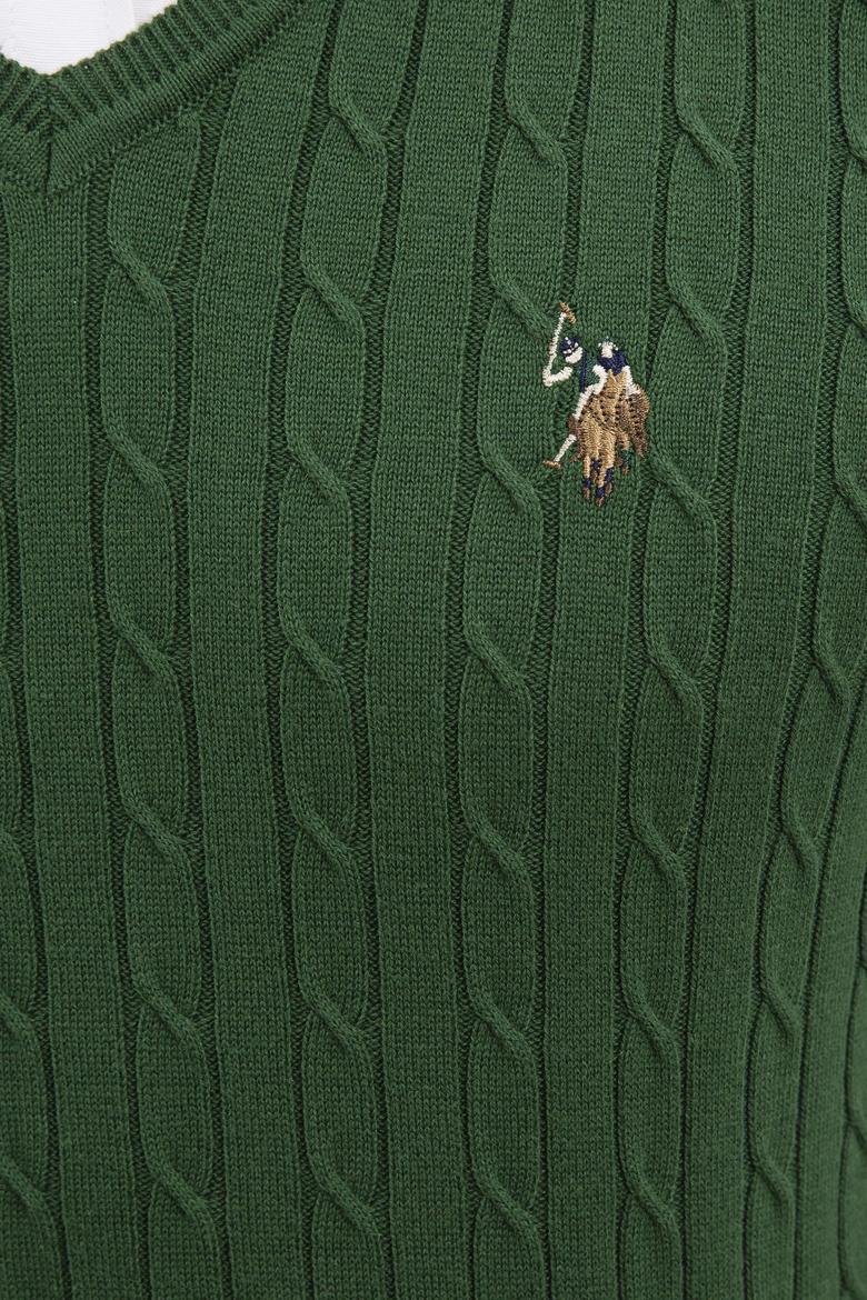 Erkek Yeşil V-Yaka Triko Kazak Basic - 50206753088