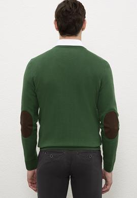 Erkek Yeşil V-Yaka Triko Kazak Basic - 50206753088