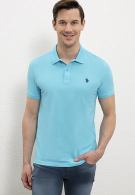 Erkek Turkuaz Polo Yaka Basic T-Shirt - 50217612373
