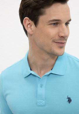 Erkek Turkuaz Polo Yaka Basic T-Shirt - 50217612373