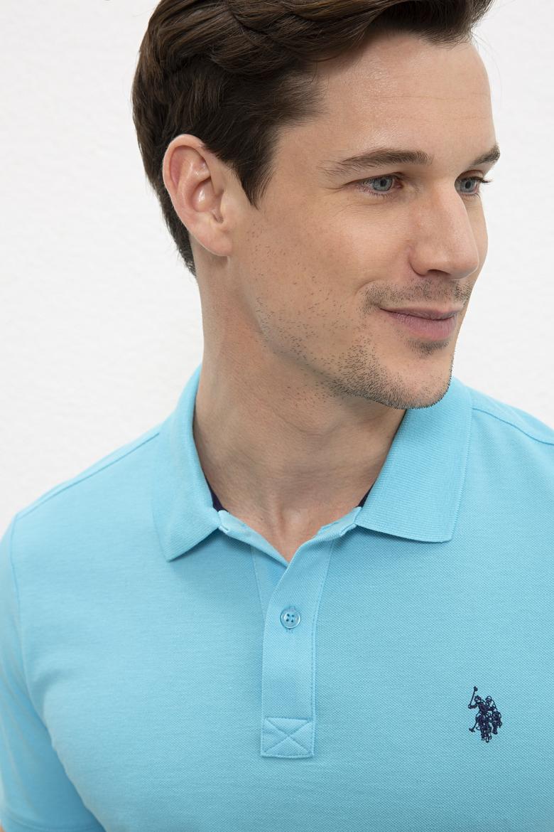 Erkek Turkuaz Polo Yaka Basic T-Shirt - 50217612373