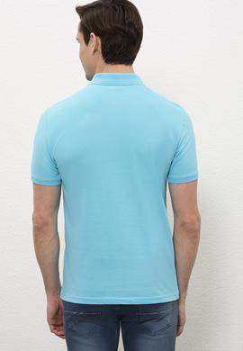 Erkek Turkuaz Polo Yaka Basic T-Shirt - 50217612373