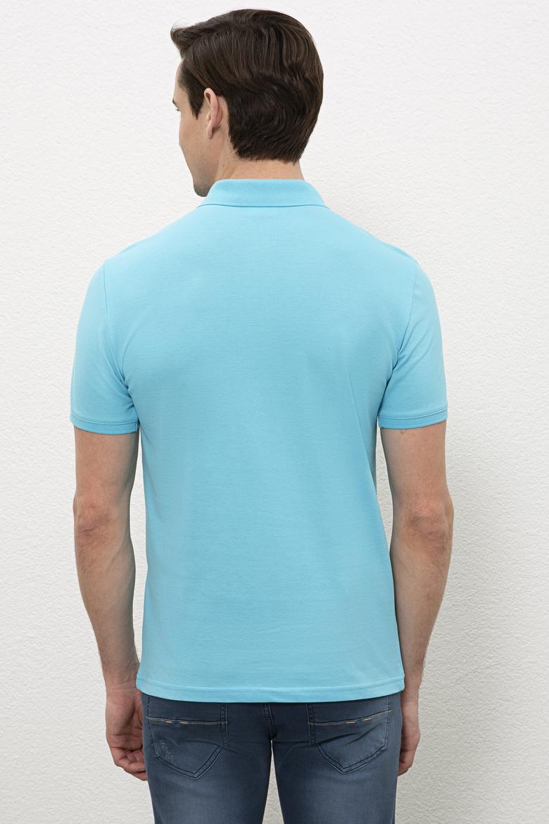Erkek Turkuaz Polo Yaka Basic T-Shirt - 50217612373