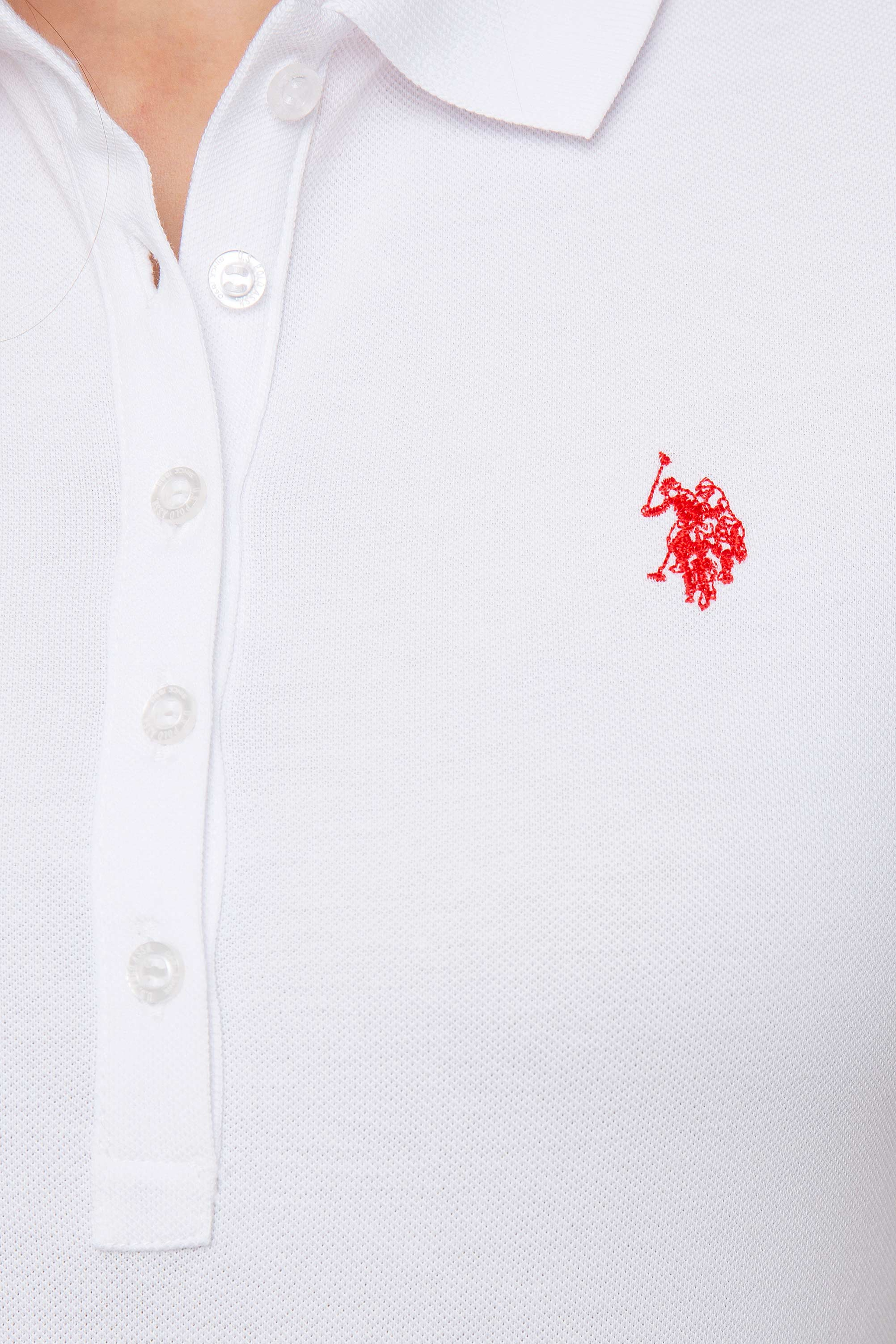 Kadın Beyaz Polo Yaka T-Shirt - Image 4