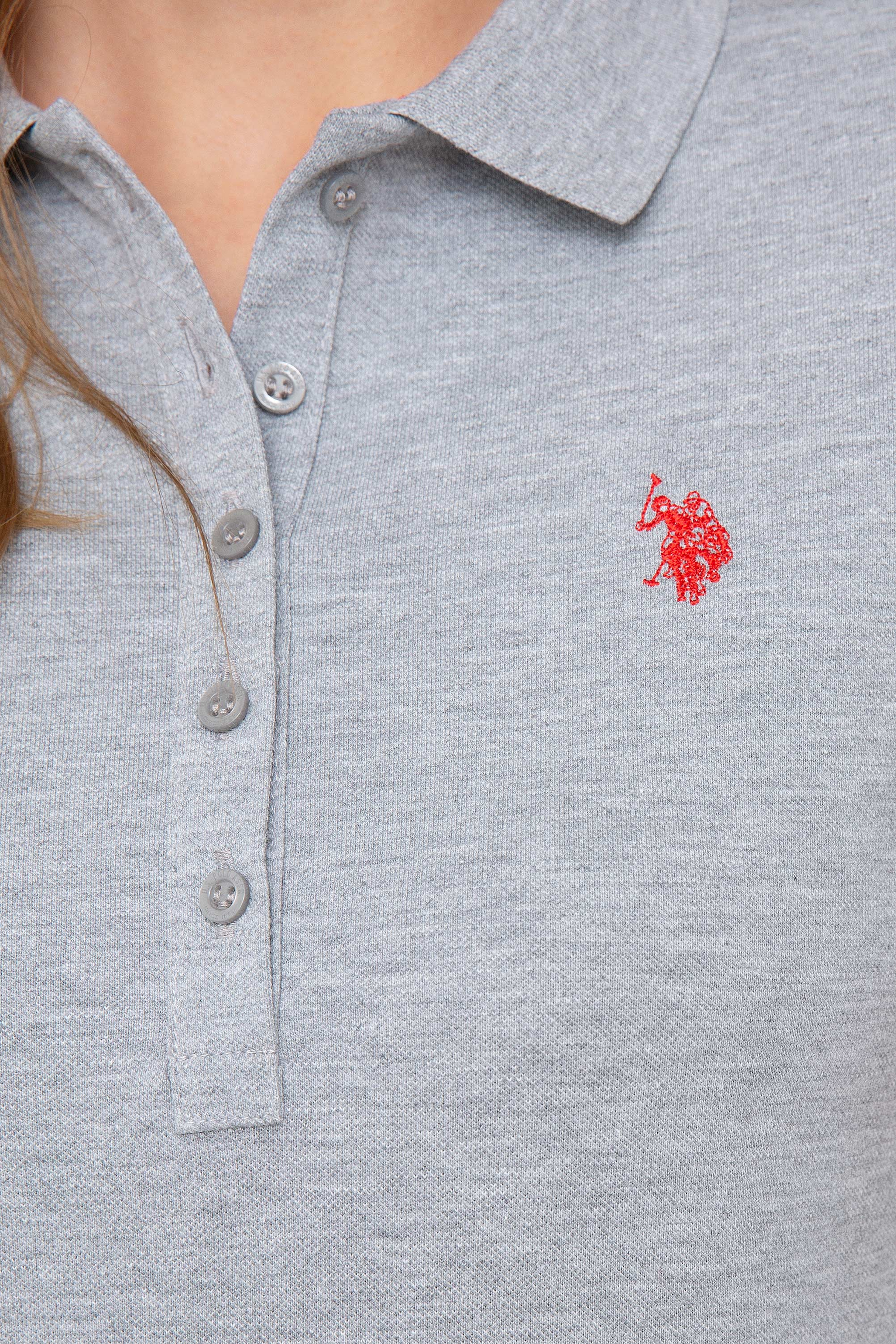 Kadın Gri Polo Yaka T-Shirt - Image 4