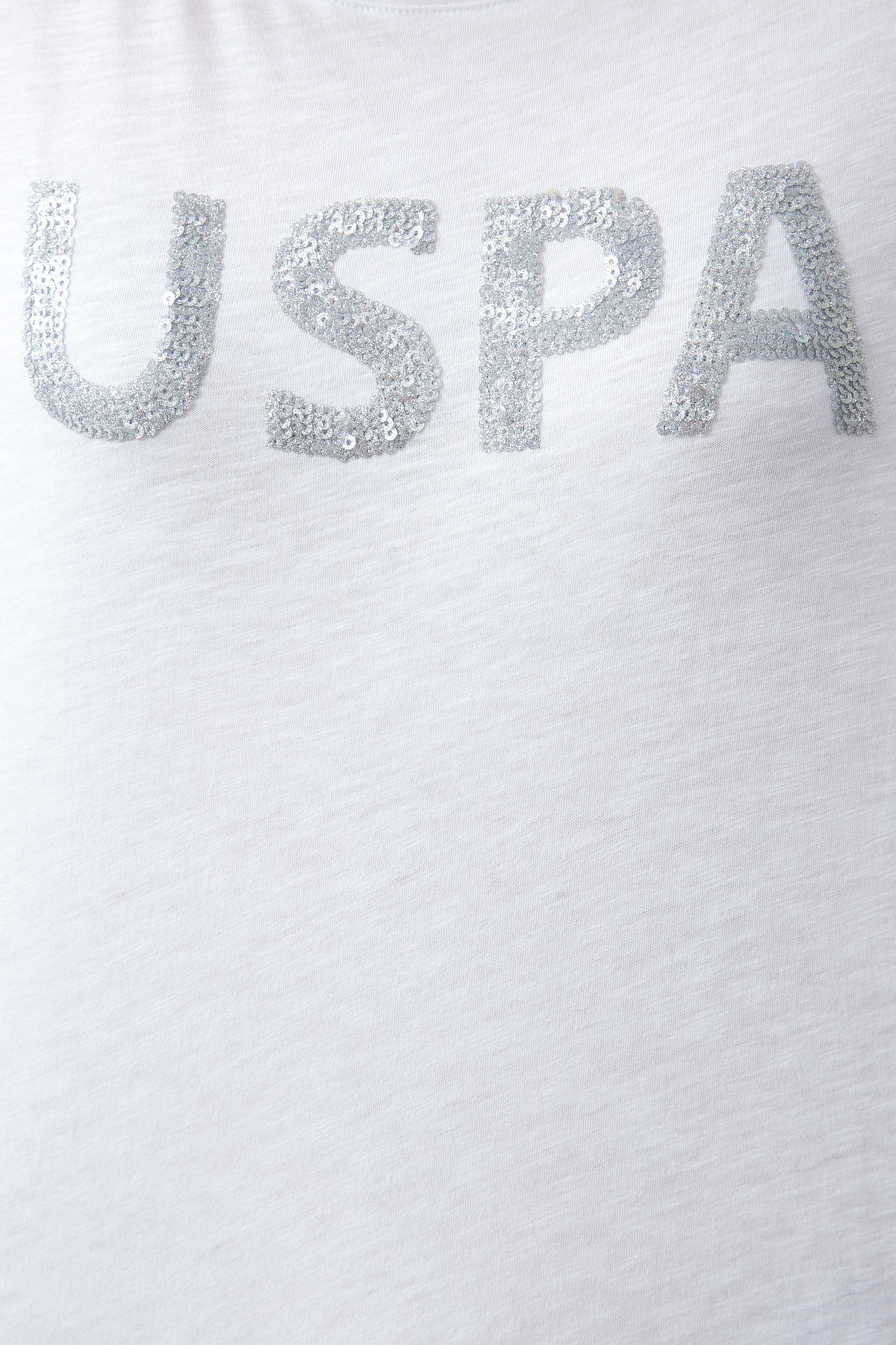 Kadın Beyaz Bisiklet Yaka T-Shirt - Image 5