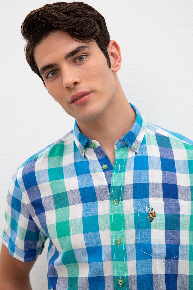 Erkek Yeşil Kareli Gömlek Kısakol - 50218672018