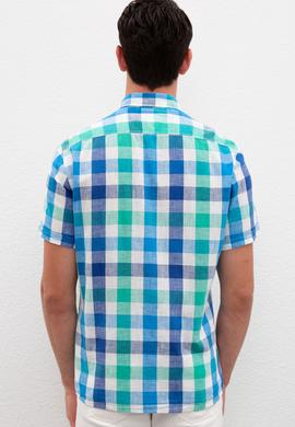 Erkek Yeşil Kareli Gömlek Kısakol - 50218672018