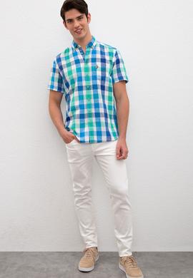 Erkek Yeşil Kareli Gömlek Kısakol - 50218672018