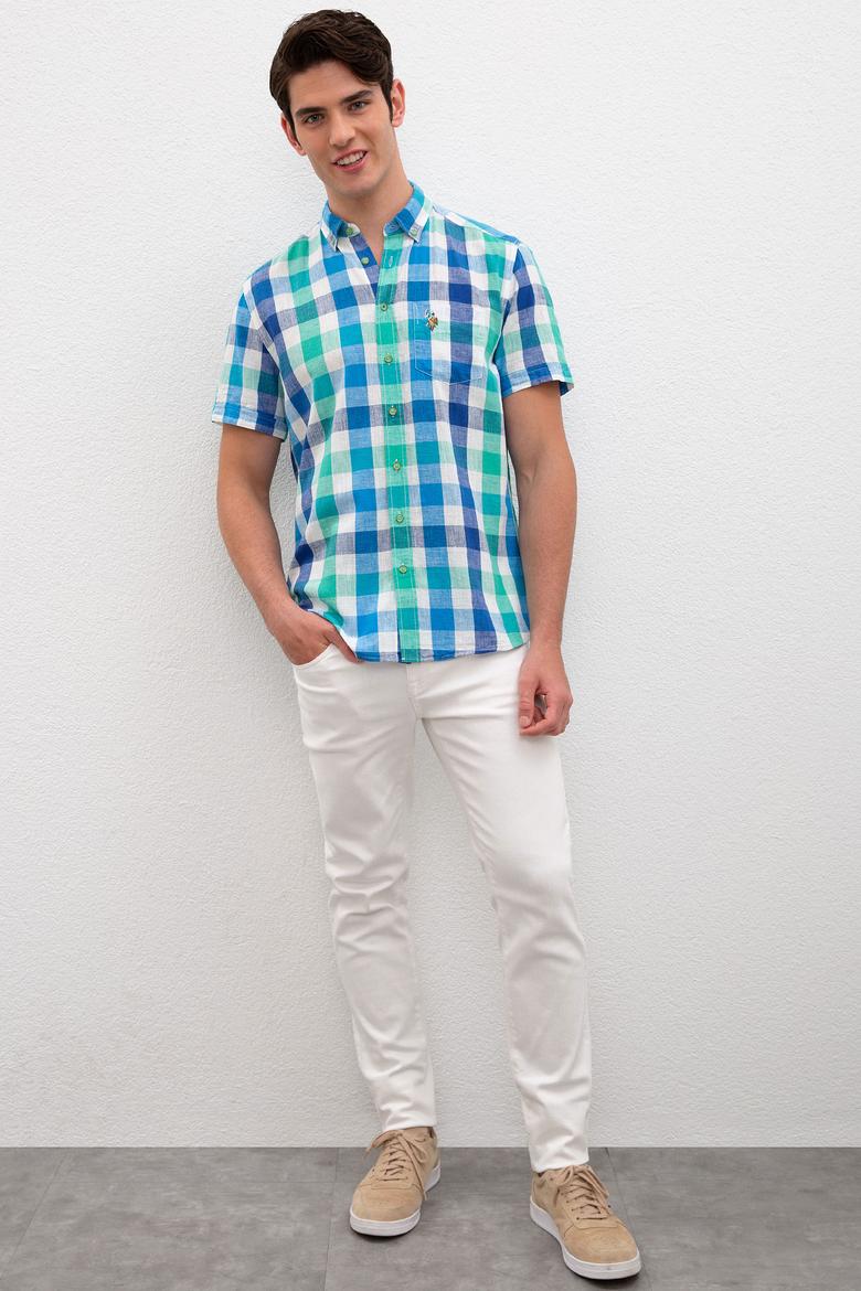 Erkek Yeşil Kareli Gömlek Kısakol - 50218672018