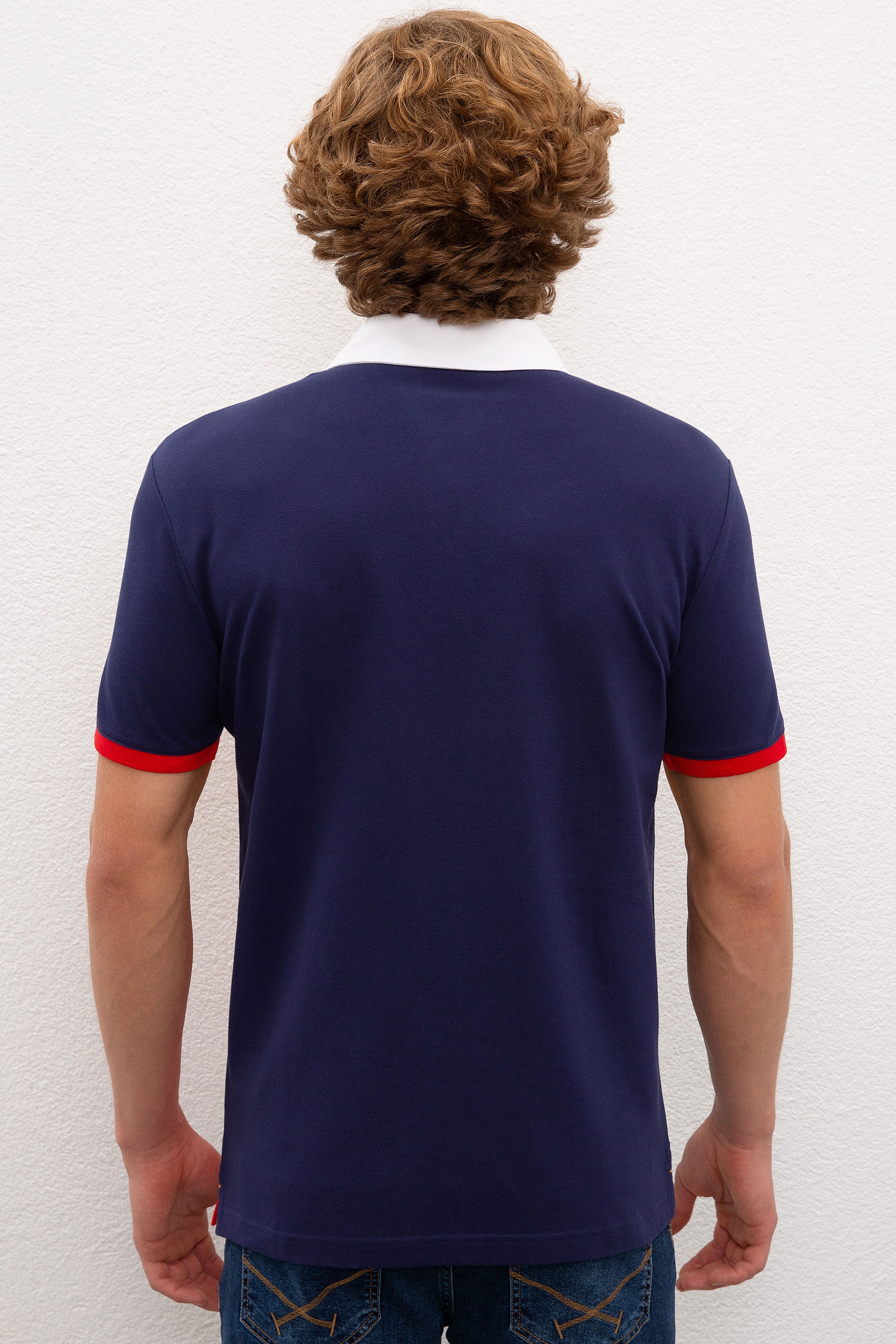 Erkek Lacivert Polo Yaka T-Shirt - Image 3