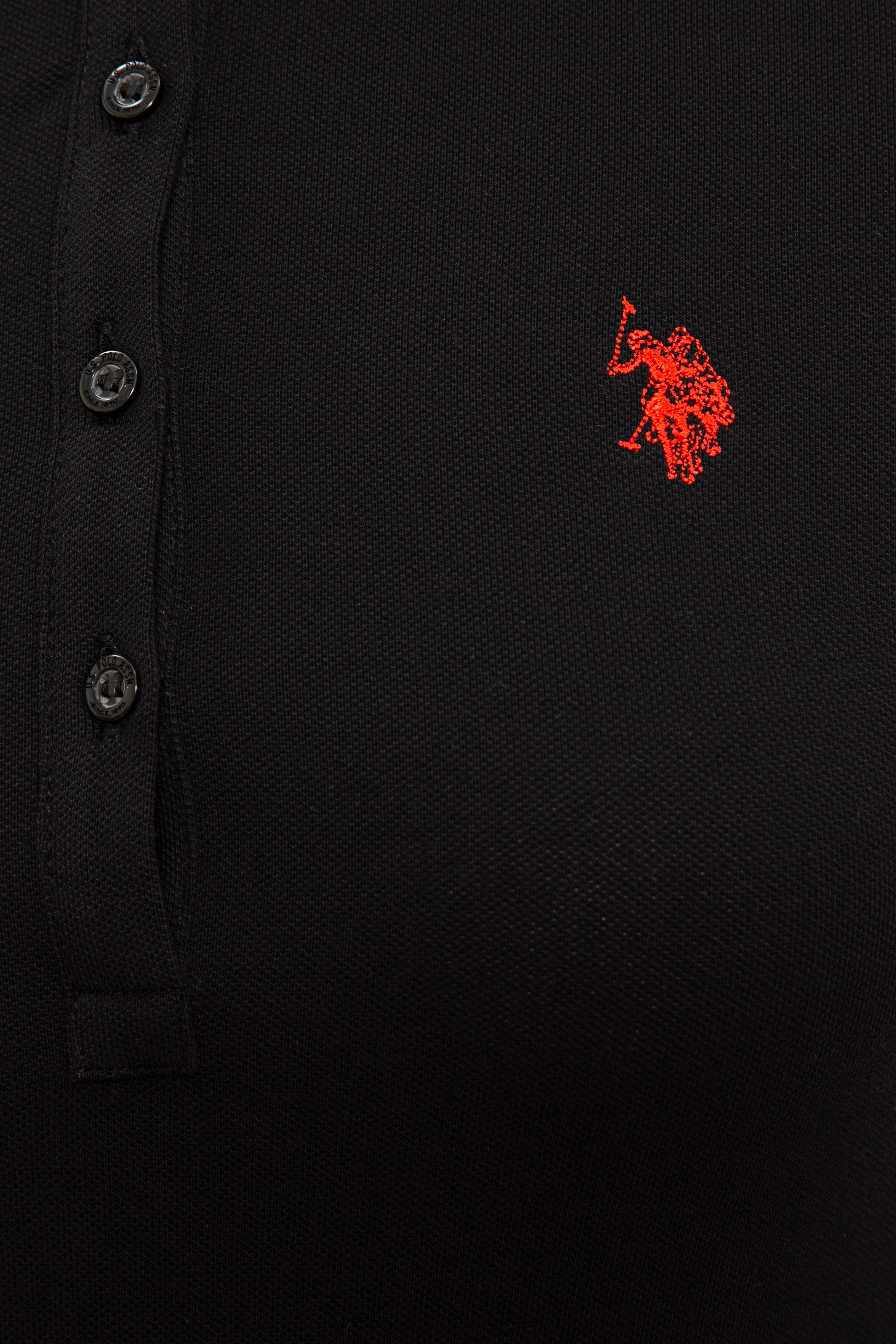 Kadın Siyah Basic Polo Yaka Tişört - Image 5