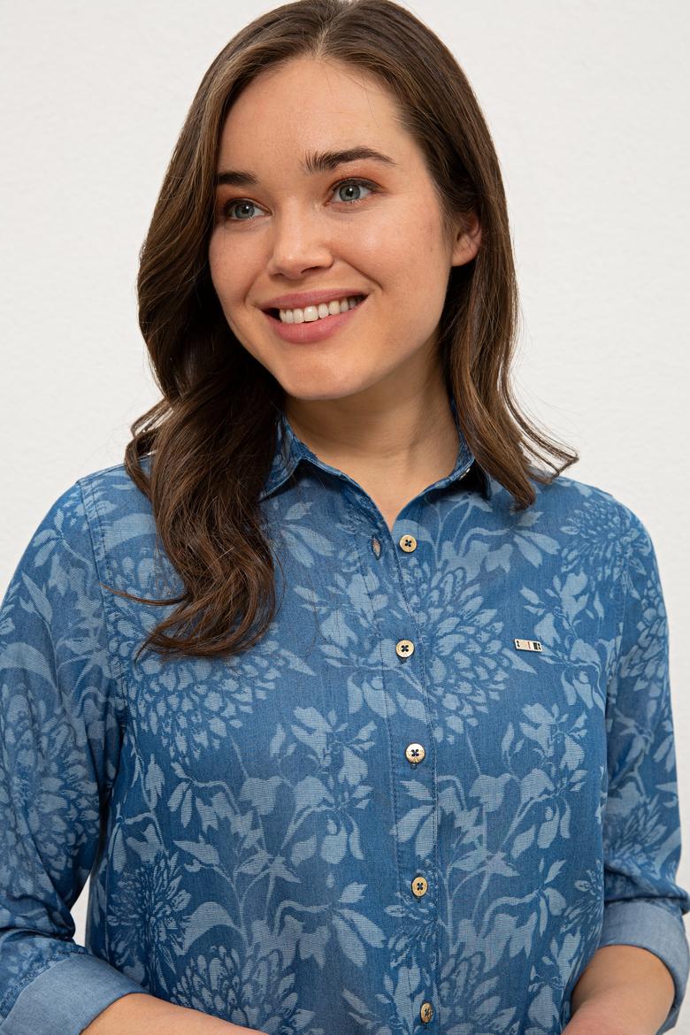 Kadın Mavi Denim Gömlek - 50201649002