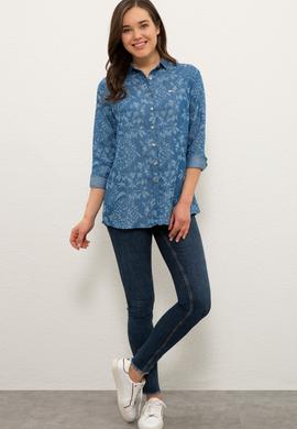 Kadın Mavi Denim Gömlek - 50201649002