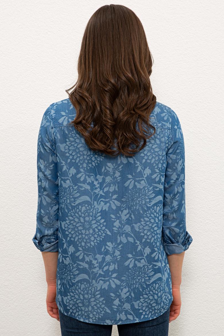 Kadın Mavi Denim Gömlek - 50201649002