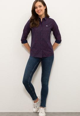 Kadın Lacivert Gömlek Uzunkol - 50237940005