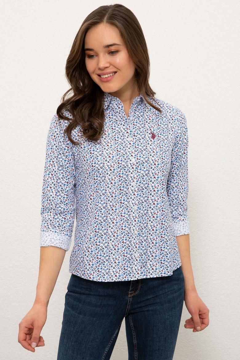 Kadın Mavi Gömlek Uzunkol