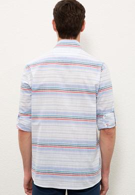 Erkek Açık Mavi Yatay Çizgili Gömlek Uzunkol - 50232768001