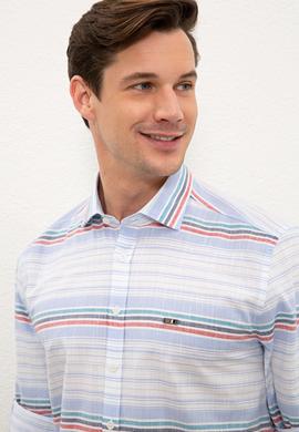 Erkek Açık Mavi Yatay Çizgili Gömlek Uzunkol - 50232768001