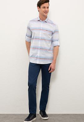 Erkek Açık Mavi Yatay Çizgili Gömlek Uzunkol - 50232768001