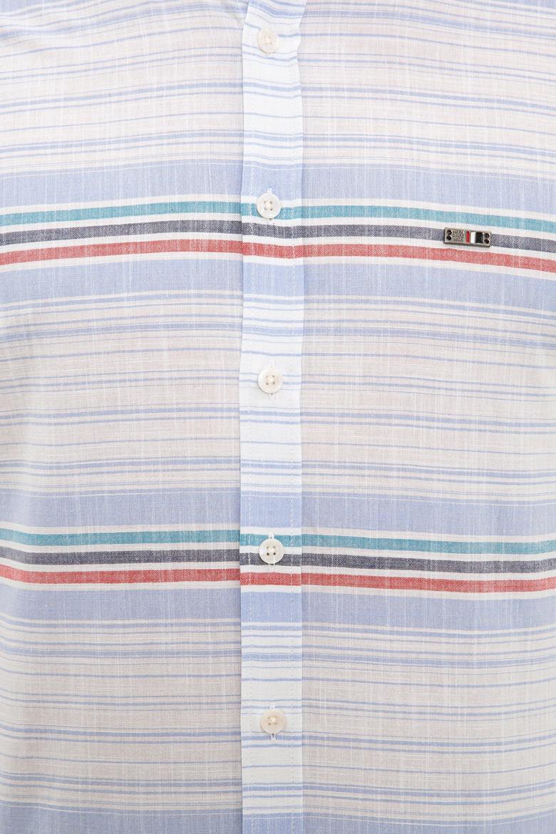Erkek Açık Mavi Yatay Çizgili Gömlek Uzunkol - 50232768001