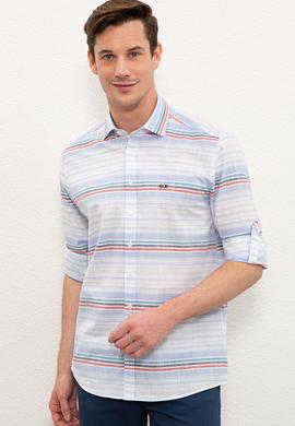 Erkek Açık Mavi Yatay Çizgili Gömlek Uzunkol - 50232768001