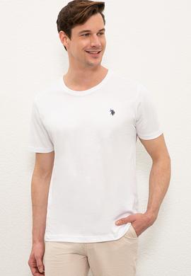 Erkek Beyaz Bisiklet Yaka T-Shirt Basic - 50232295003