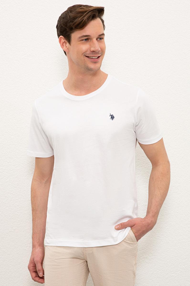 Erkek Beyaz Bisiklet Yaka T-Shirt Basic