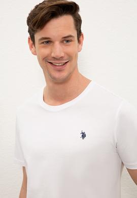 Erkek Beyaz Bisiklet Yaka T-Shirt Basic - 50232295003