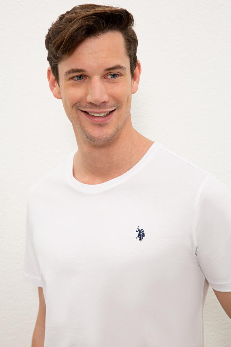 Erkek Beyaz Bisiklet Yaka T-Shirt Basic - 50232295003