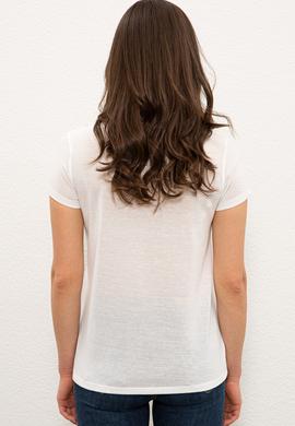 Kadın Lacivert Bisiklet Yaka Tişört - 50234649012