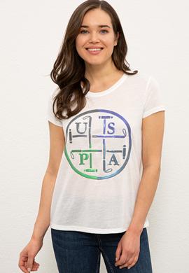 Kadın Lacivert Bisiklet Yaka Tişört - 50234649012