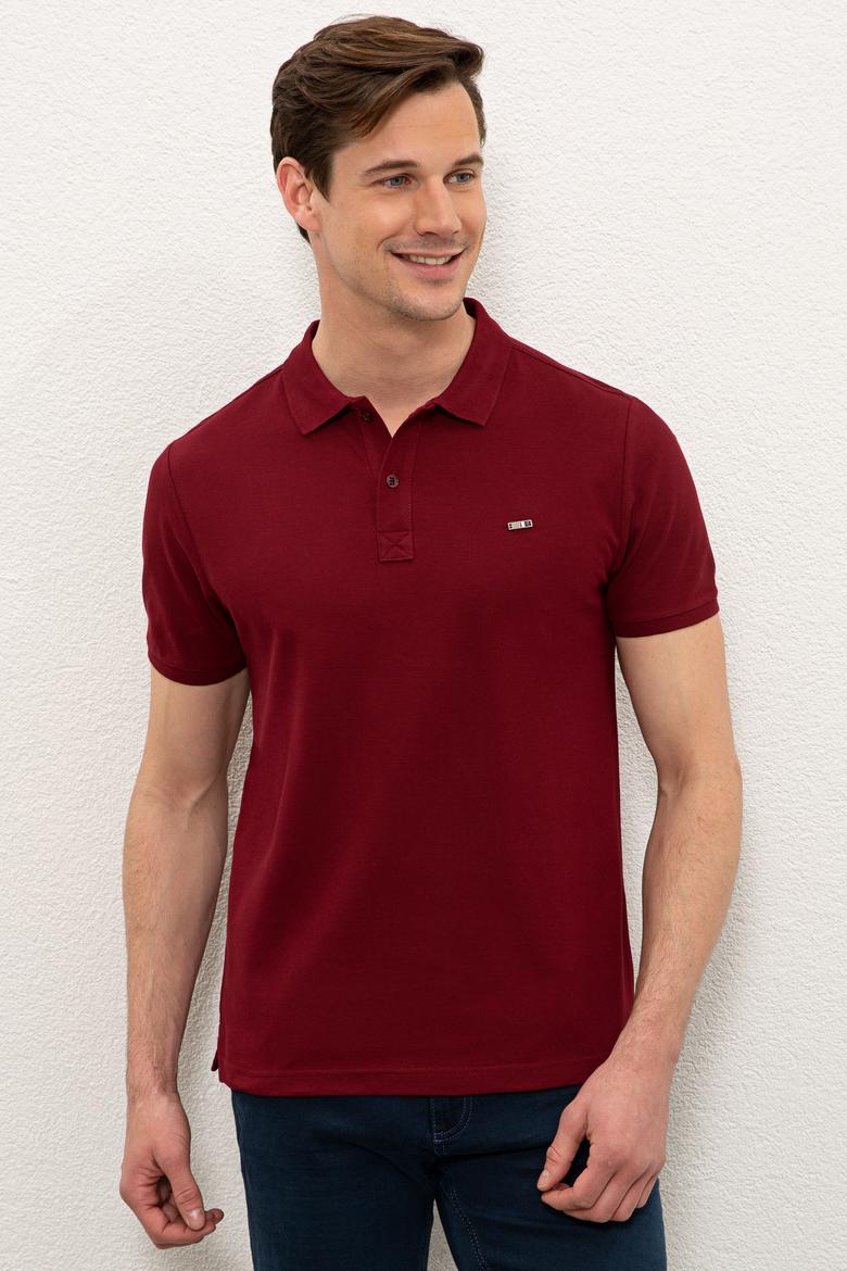 Erkek Bordo Polo Yaka T-Shirt Basic