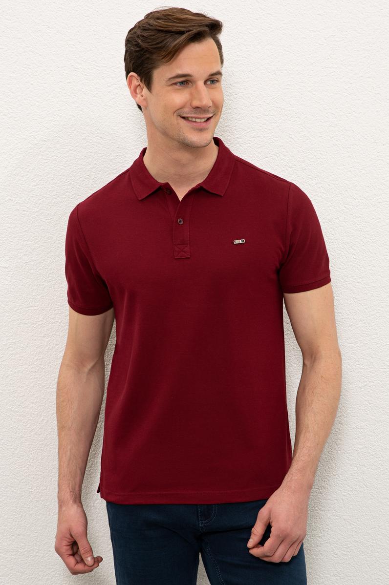 Erkek Bordo Polo Yaka T-Shirt Basic
